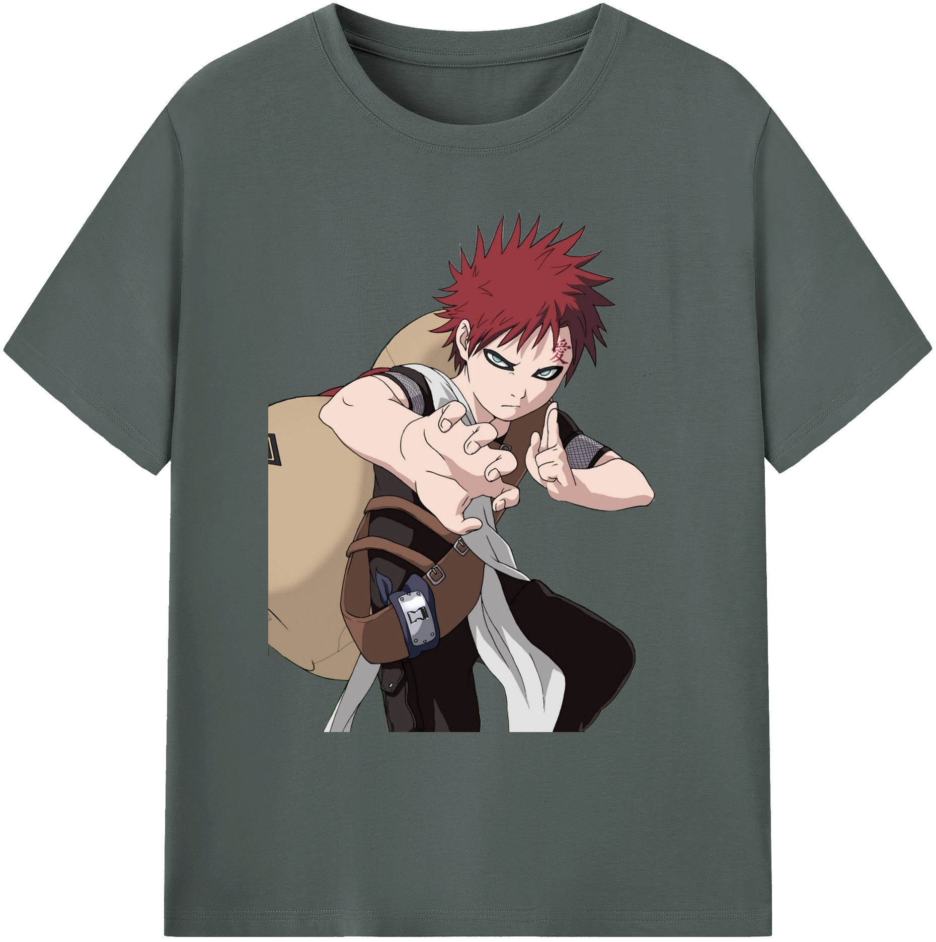 （画像用） NARUTO -ナルト- ガアラ Gaara 綿100％ メンズ半袖Tシャツ｜肌触りやわらか＆通気性